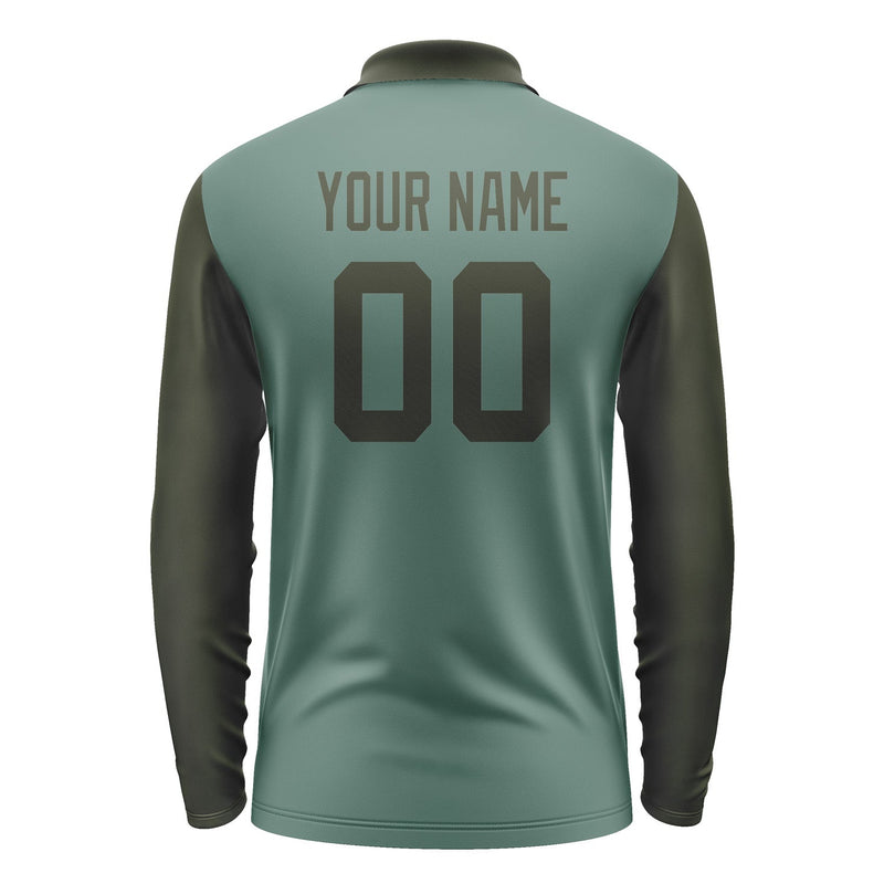 Custom Blue Green Olive Long Sleeve Polo Shirt Pl270202B102