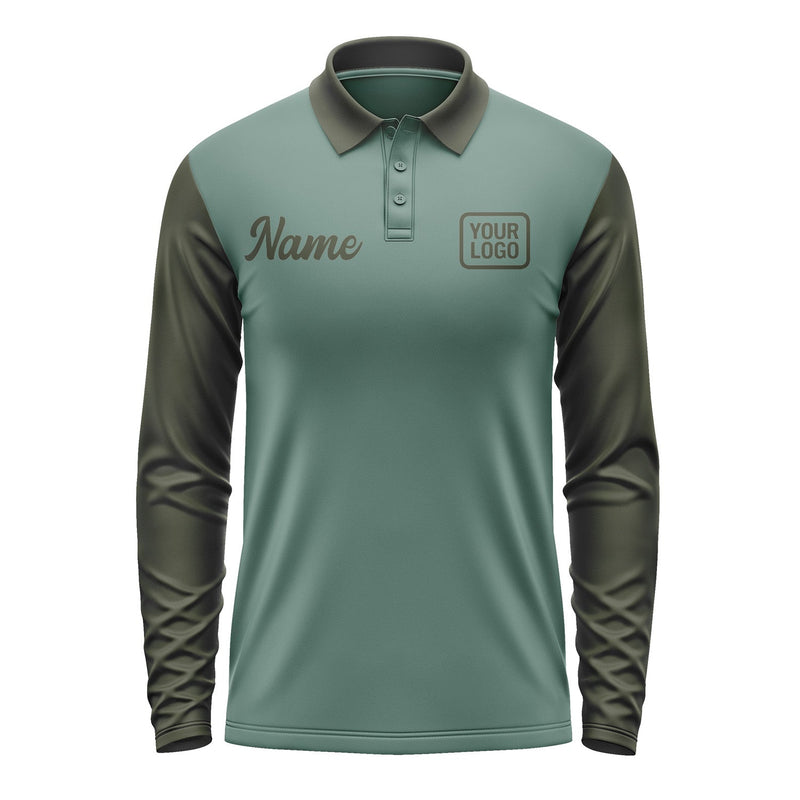 Custom Blue Green Olive Long Sleeve Polo Shirt Pl270202B102