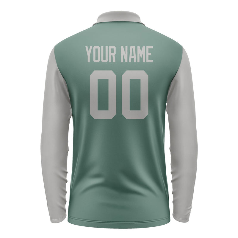 Custom Blue Green Gray Long Sleeve Polo Shirt Pl270404B104