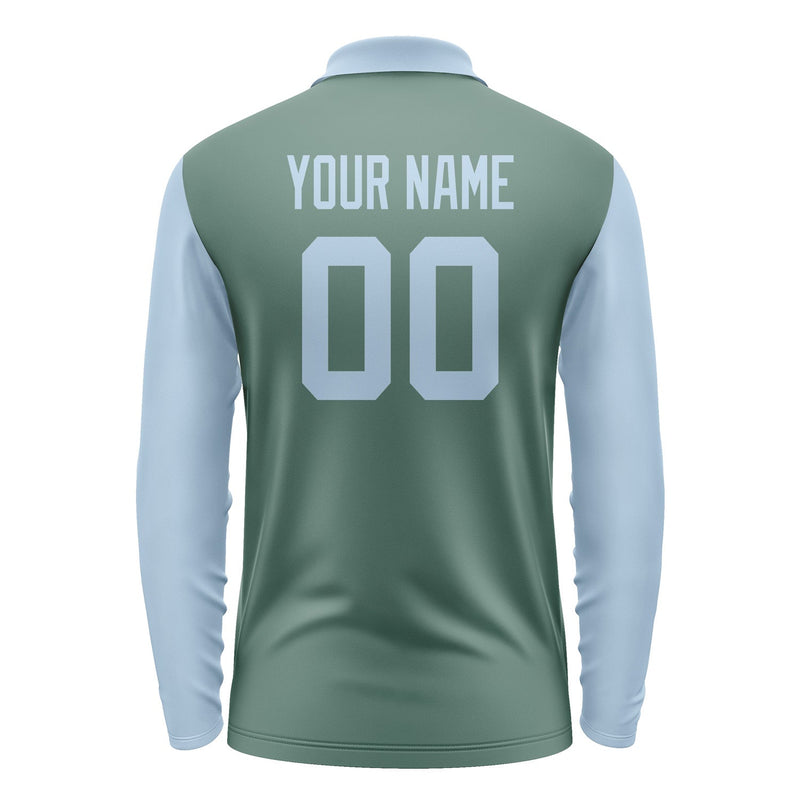 Custom Blue Green Light Blue Long Sleeve Polo Shirt Pl270808B108