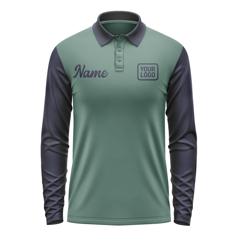 Custom Blue Green Navy Long Sleeve Polo Shirt Pl271111B111