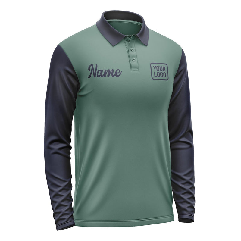 Custom Blue Green Navy Long Sleeve Polo Shirt Pl271111B111