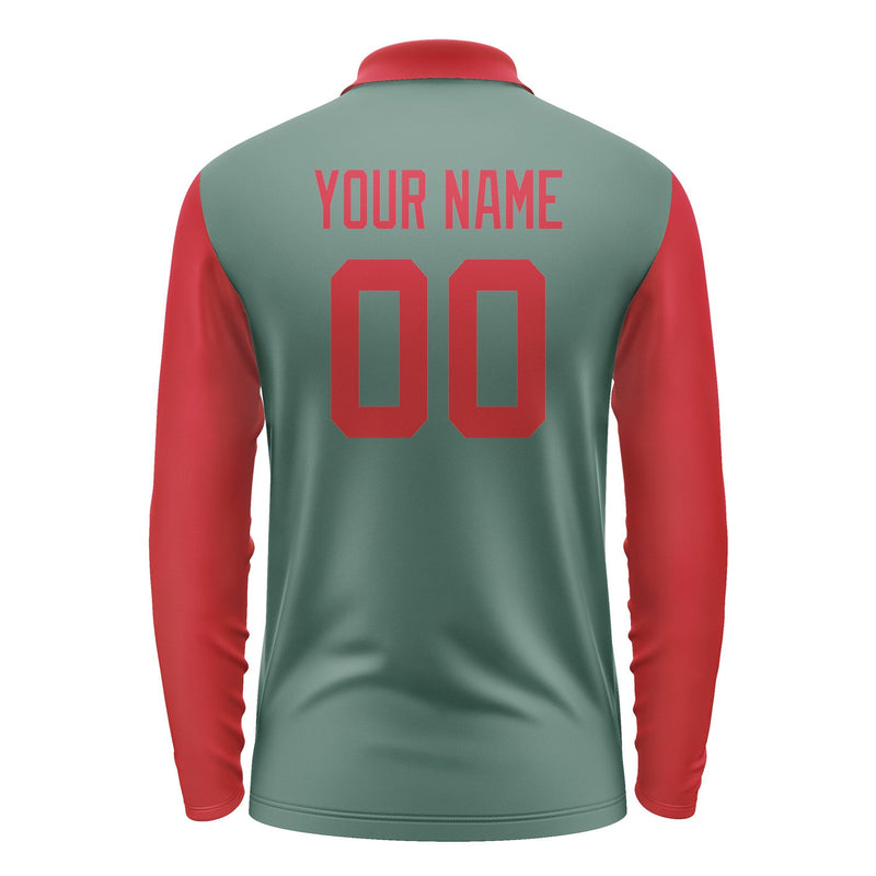 Custom Blue Green Red Long Sleeve Polo Shirt Pl271414B114