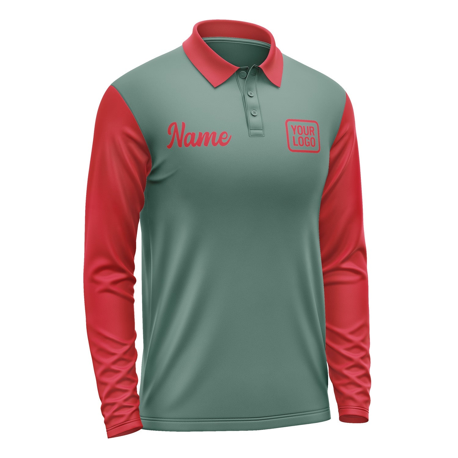 Custom Blue Green Red Long Sleeve Polo Shirt Pl271414B114