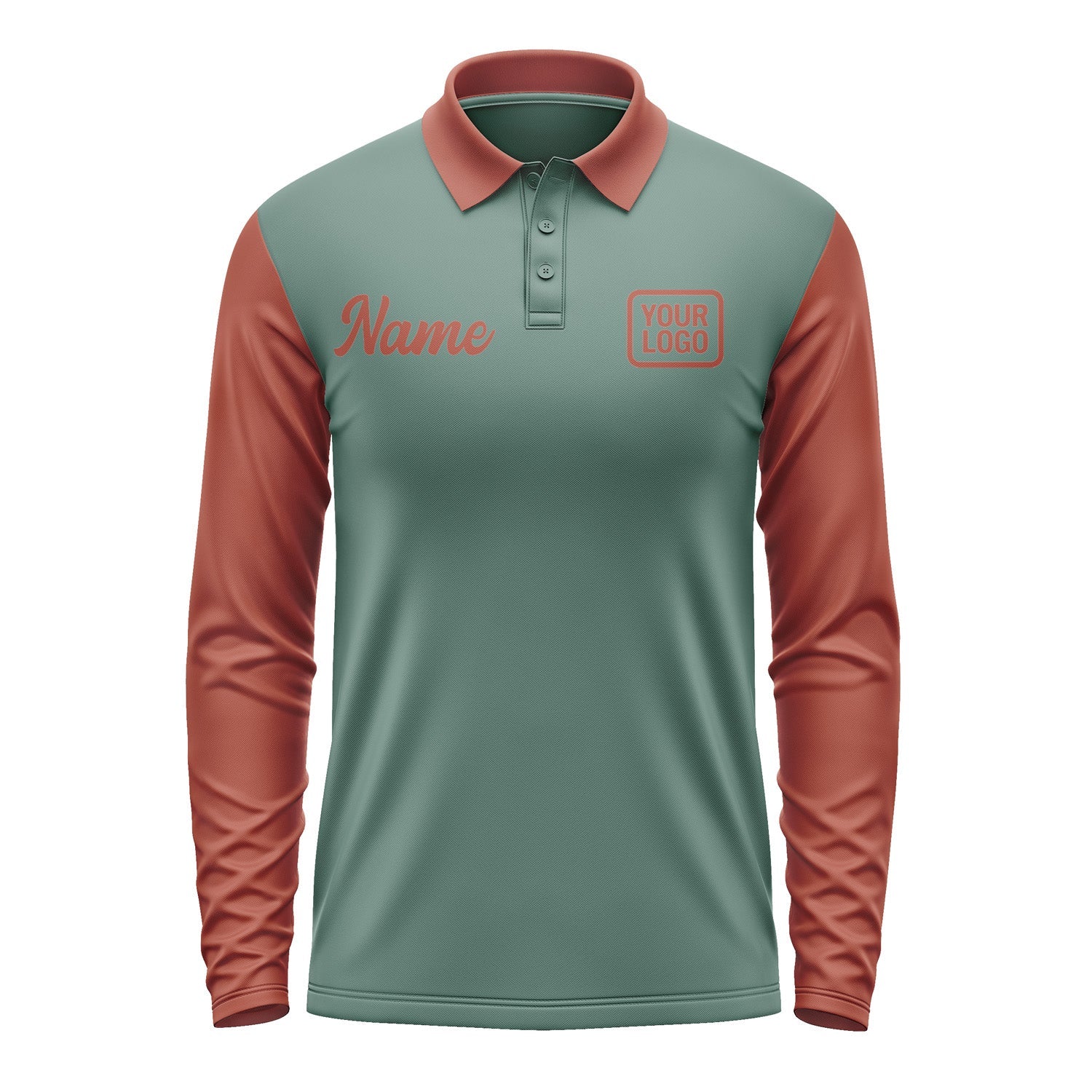 Custom Blue Green Coral Red Long Sleeve Polo Shirt Pl271616B116