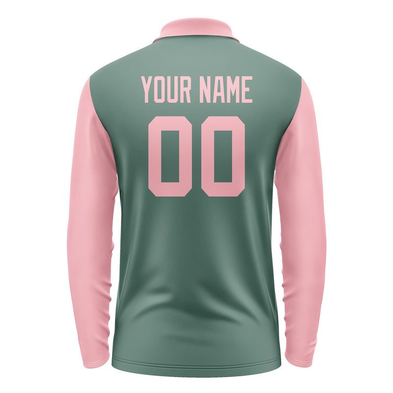 Custom Blue Green Light Pink Long Sleeve Polo Shirt Pl272121B121