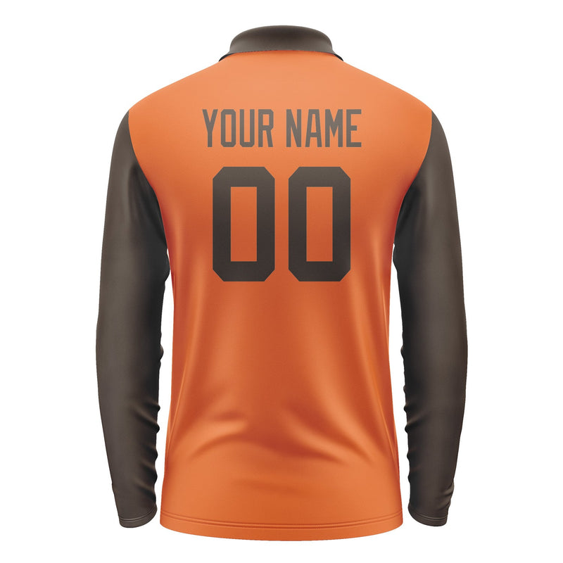 Custom Orange Brown Long Sleeve Polo Shirt Pl280101B101
