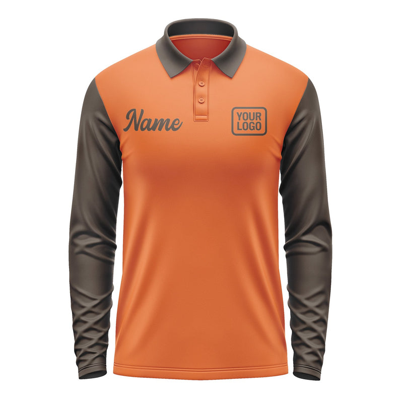 Custom Orange Brown Long Sleeve Polo Shirt Pl280101B101