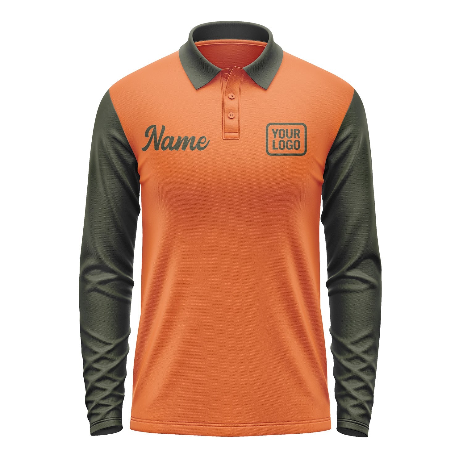 Custom Orange Olive Long Sleeve Polo Shirt Pl280202B102