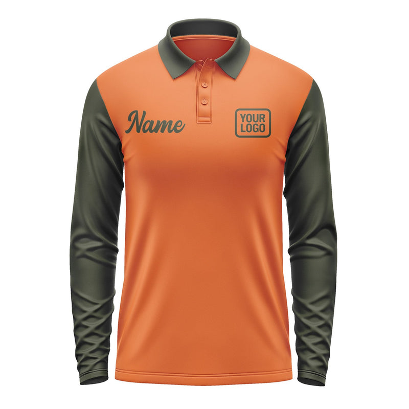 Custom Orange Olive Long Sleeve Polo Shirt Pl280202B102