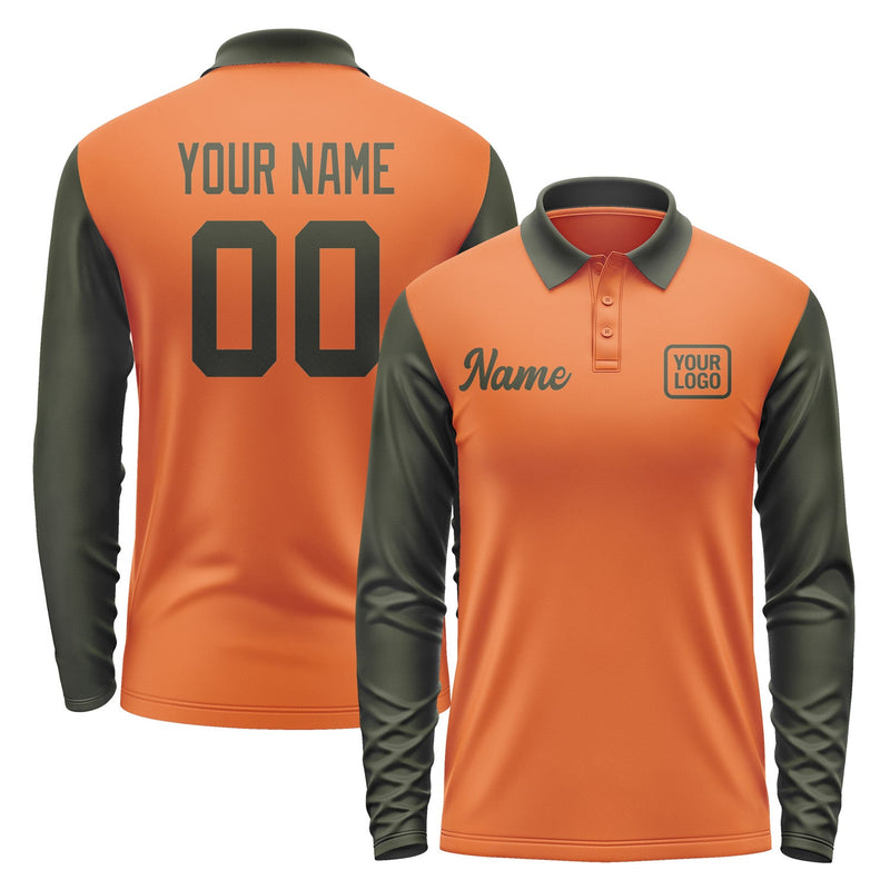 Custom Orange Olive Long Sleeve Polo Shirt Pl280202B102