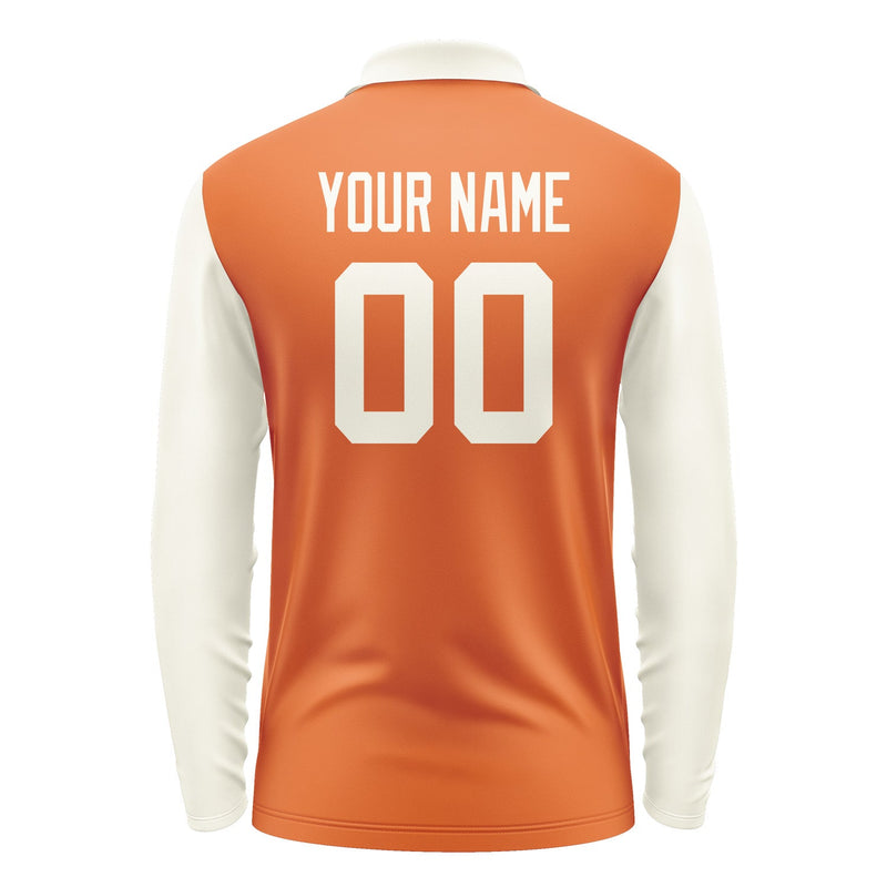 Custom Orange Cream Long Sleeve Polo Shirt Pl280303B103