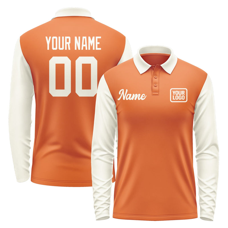 Custom Orange Cream Long Sleeve Polo Shirt Pl280303B103