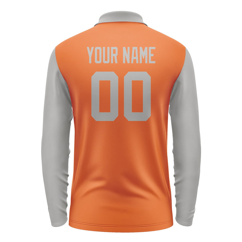 Custom Orange Gray Long Sleeve Polo Shirt Pl280404B104