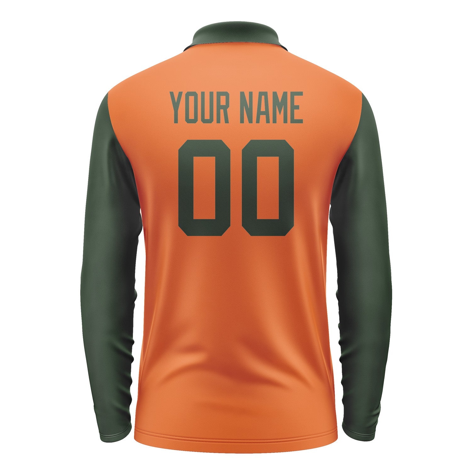 Custom Orange Dark Green Long Sleeve Polo Shirt Pl280606B106