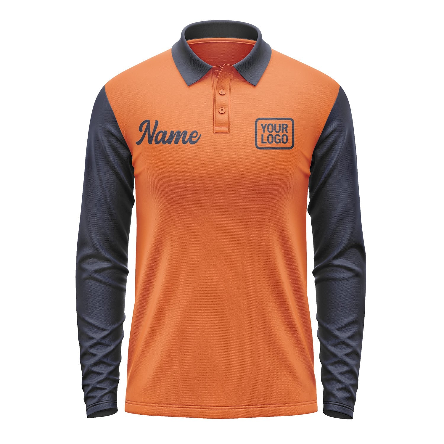 Custom Orange Navy Long Sleeve Polo Shirt Pl281111B111