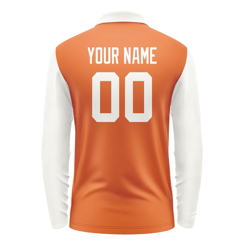 Custom Orange White Long Sleeve Polo Shirt Pl281818B118