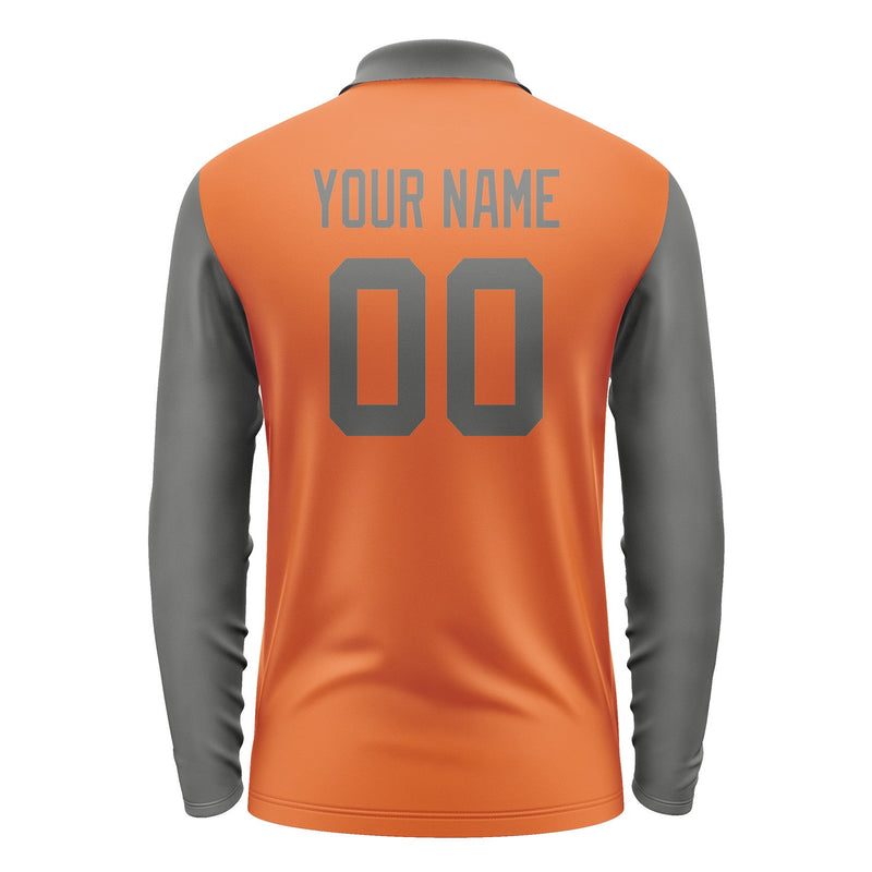 Custom Orange Dark Grey Long Sleeve Polo Shirt Pl282020B120
