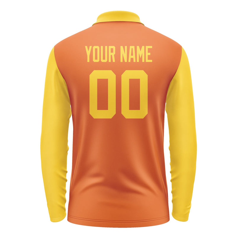 Custom Orange Gold Long Sleeve Polo Shirt Pl283030B130