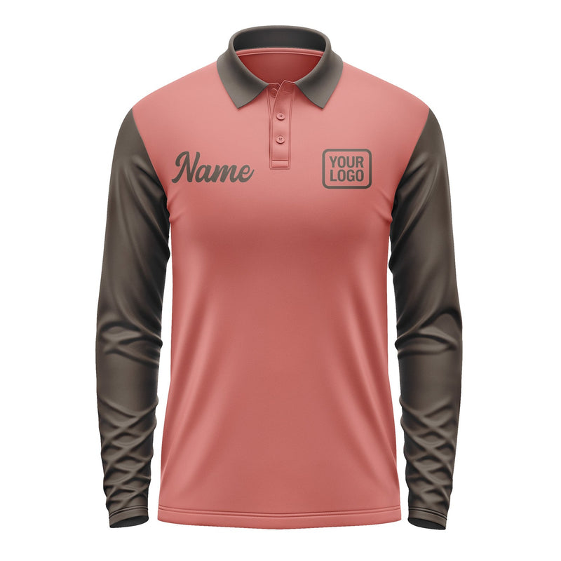 Custom Copper Rose Brown Long Sleeve Polo Shirt Pl290101B101