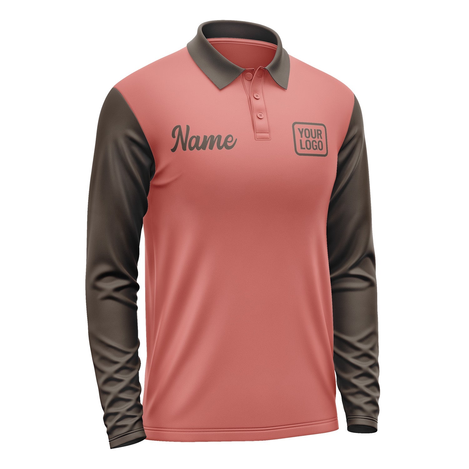 Custom Copper Rose Brown Long Sleeve Polo Shirt Pl290101B101