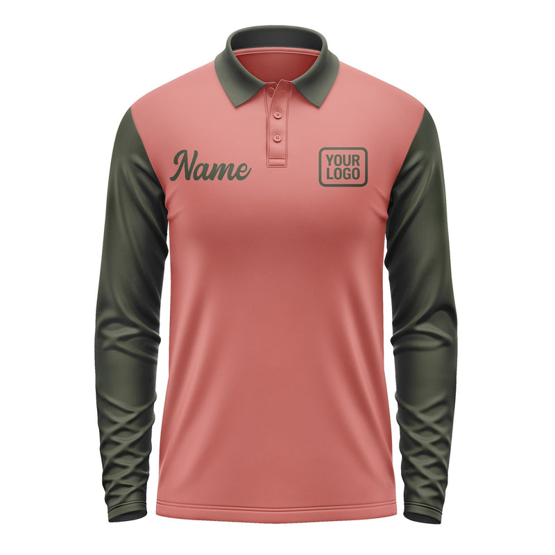 Custom Copper Rose Olive Long Sleeve Polo Shirt Pl290202B102