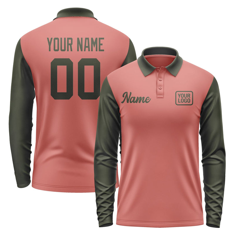 Custom Copper Rose Olive Long Sleeve Polo Shirt Pl290202B102