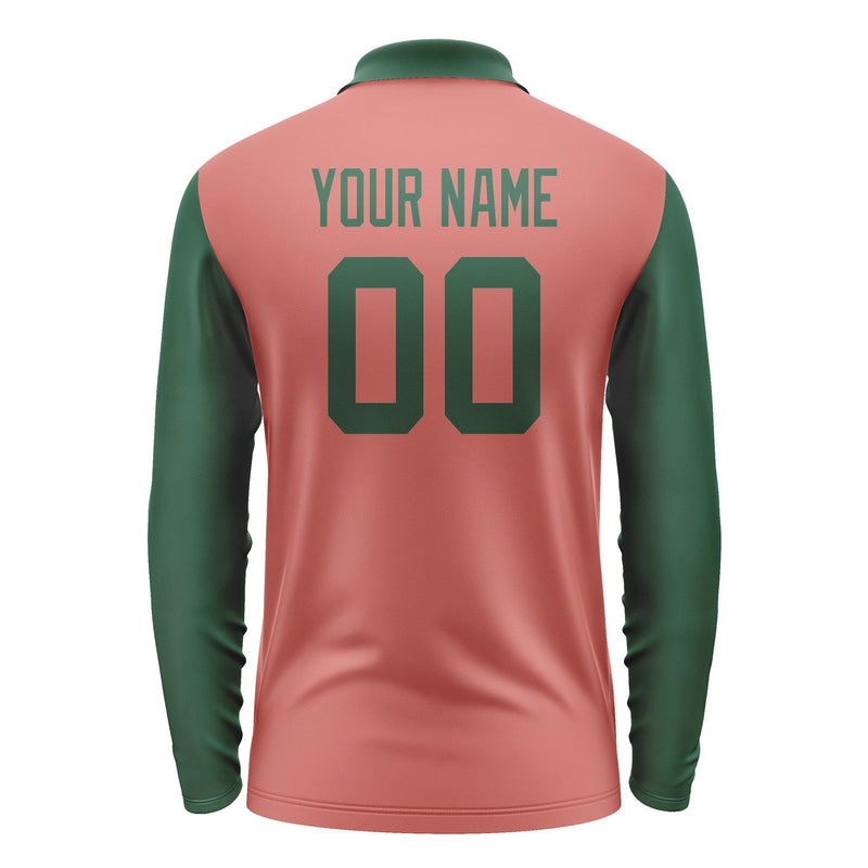 Custom Copper Rose Green Long Sleeve Polo Shirt Pl290505B105