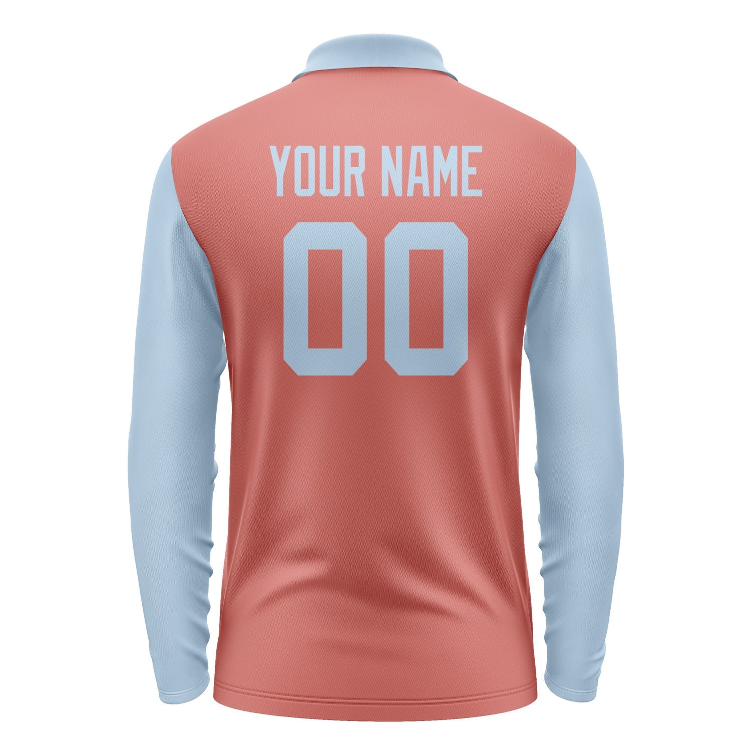 Custom Copper Rose Light Blue Long Sleeve Polo Shirt Pl290808B108