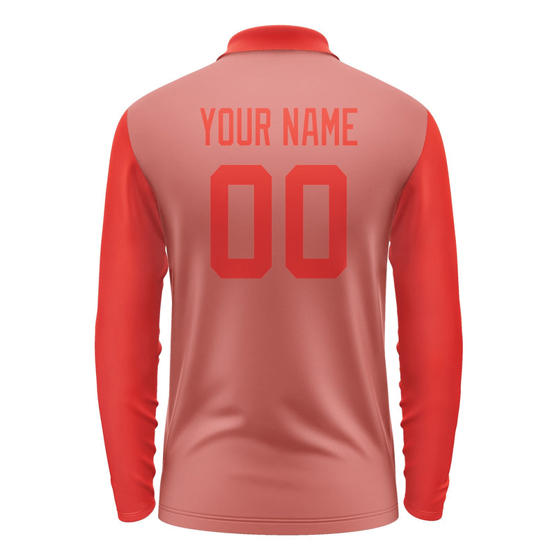 Custom Copper Rose Orange Red Long Sleeve Polo Shirt Pl291212B112