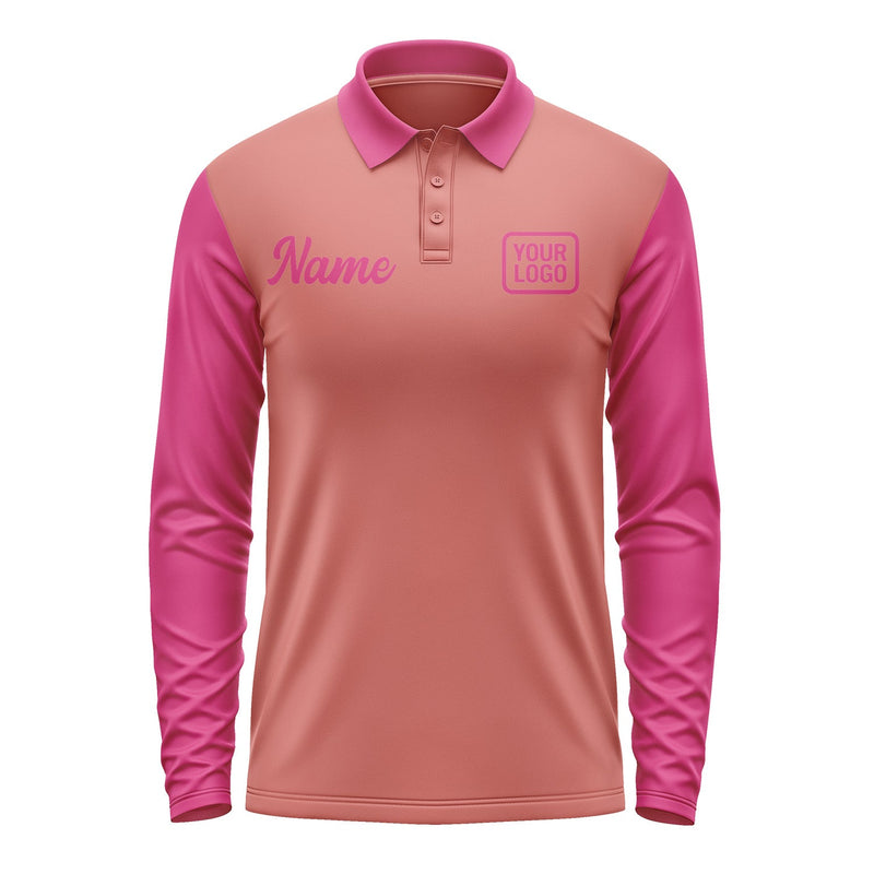 Custom Copper Rose Pink Long Sleeve Polo Shirt Pl291313B113