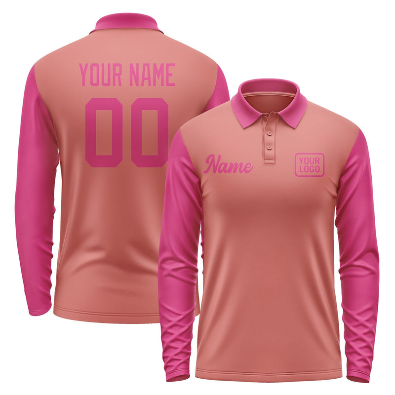 Custom Copper Rose Pink Long Sleeve Polo Shirt Pl291313B113