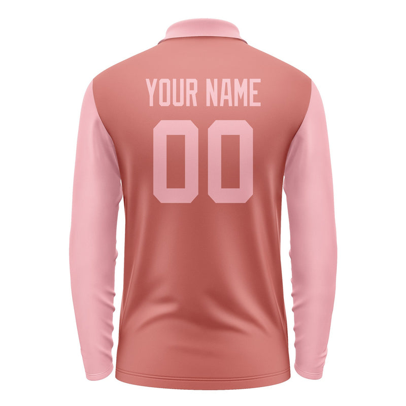 Custom Copper Rose Light Pink Long Sleeve Polo Shirt Pl292121B121