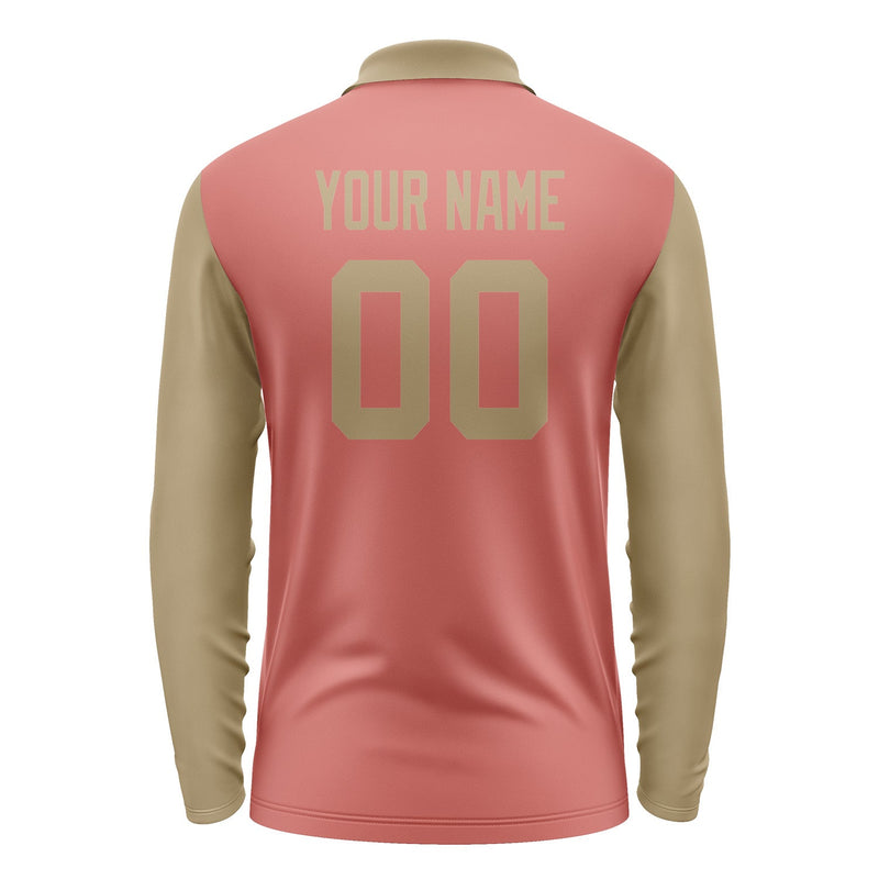 Custom Copper Rose Light Khaki Long Sleeve Polo Shirt Pl292525B125