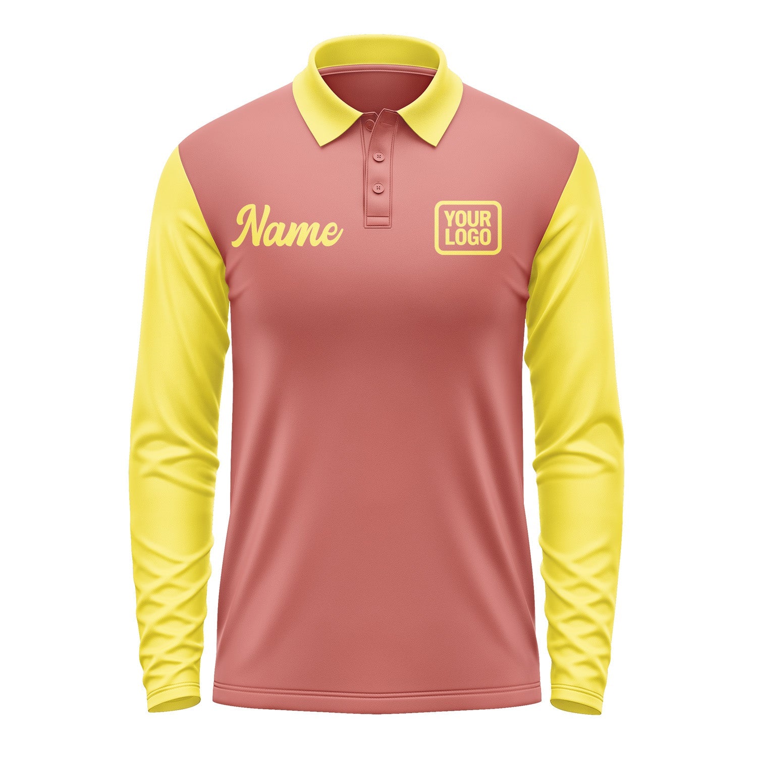 Custom Copper Rose Light Yellow Long Sleeve Polo Shirt Pl292626B126