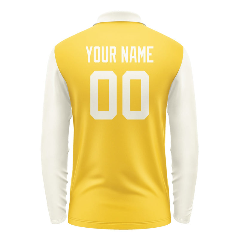 Custom Gold Cream Long Sleeve Polo Shirt Pl300303B103
