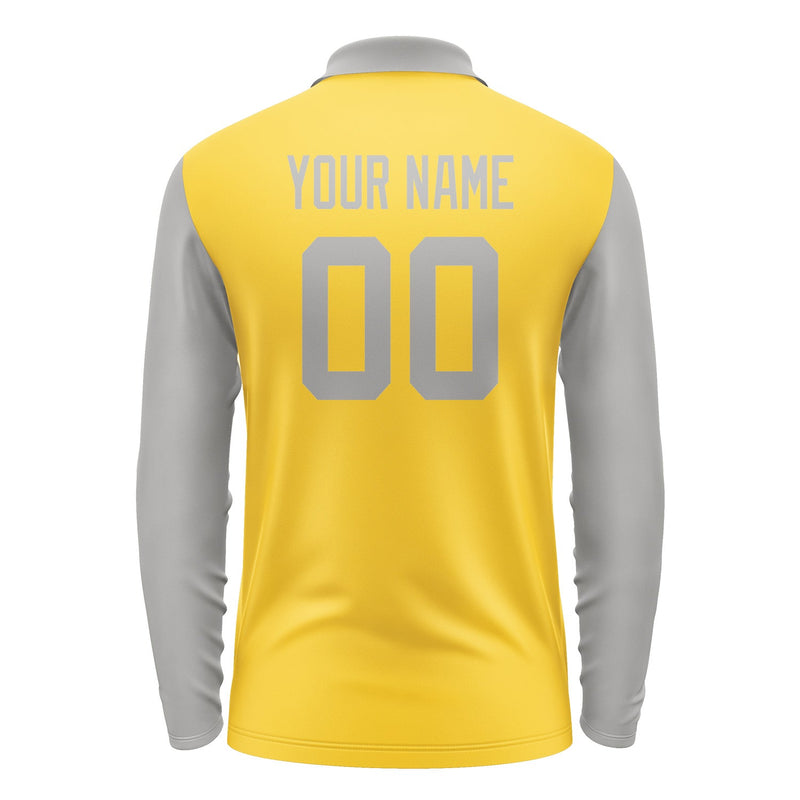 Custom Gold Gray Long Sleeve Polo Shirt Pl300404B104