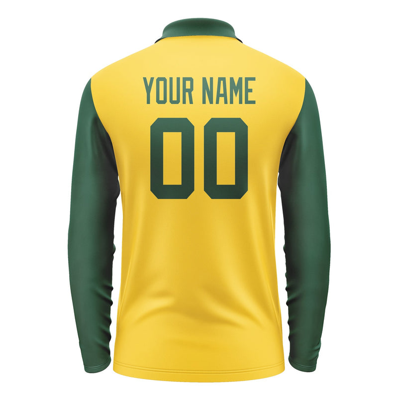 Custom Gold Green Long Sleeve Polo Shirt Pl300505B105