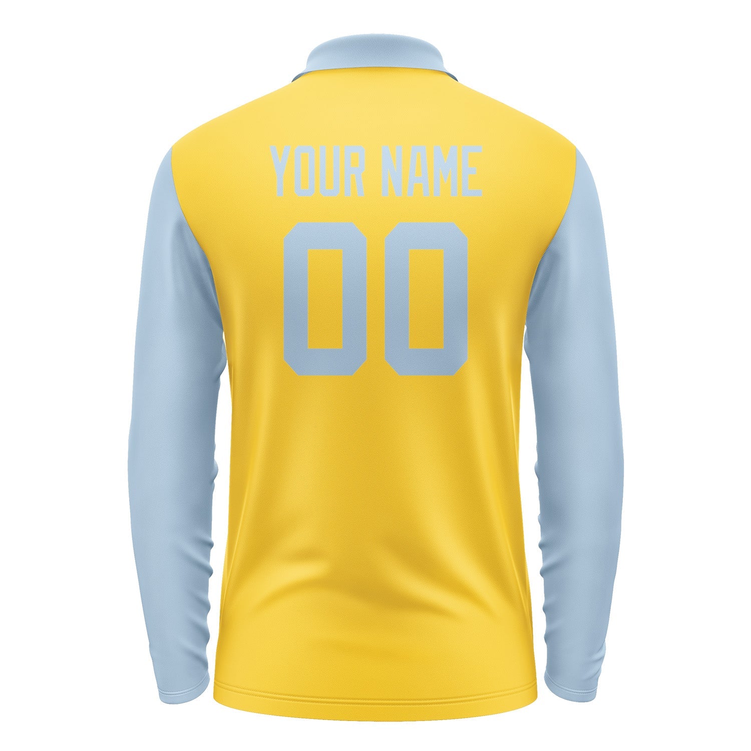 Custom Gold Light Blue Long Sleeve Polo Shirt Pl300808B108