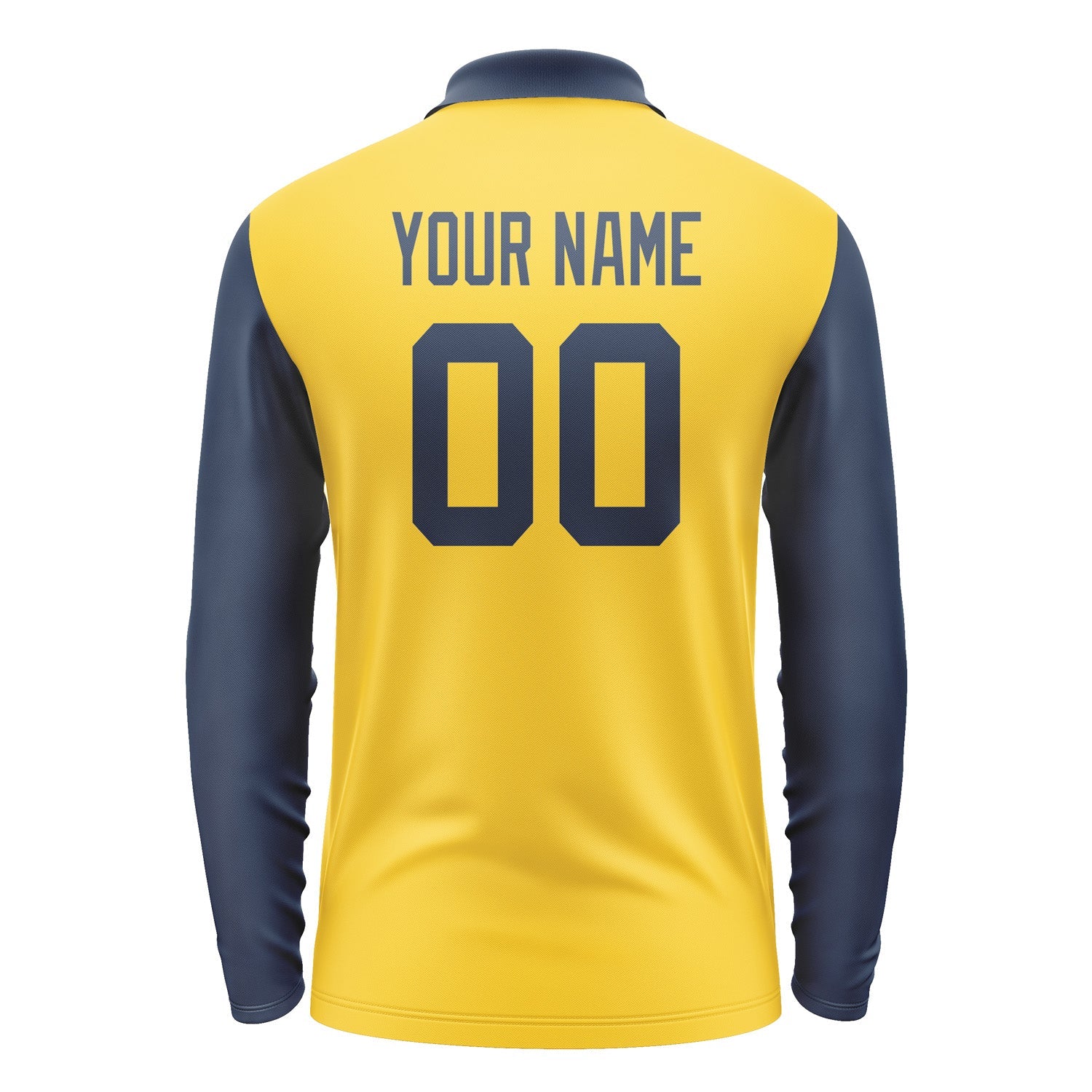 Custom Gold Blue Long Sleeve Polo Shirt Pl301010B110