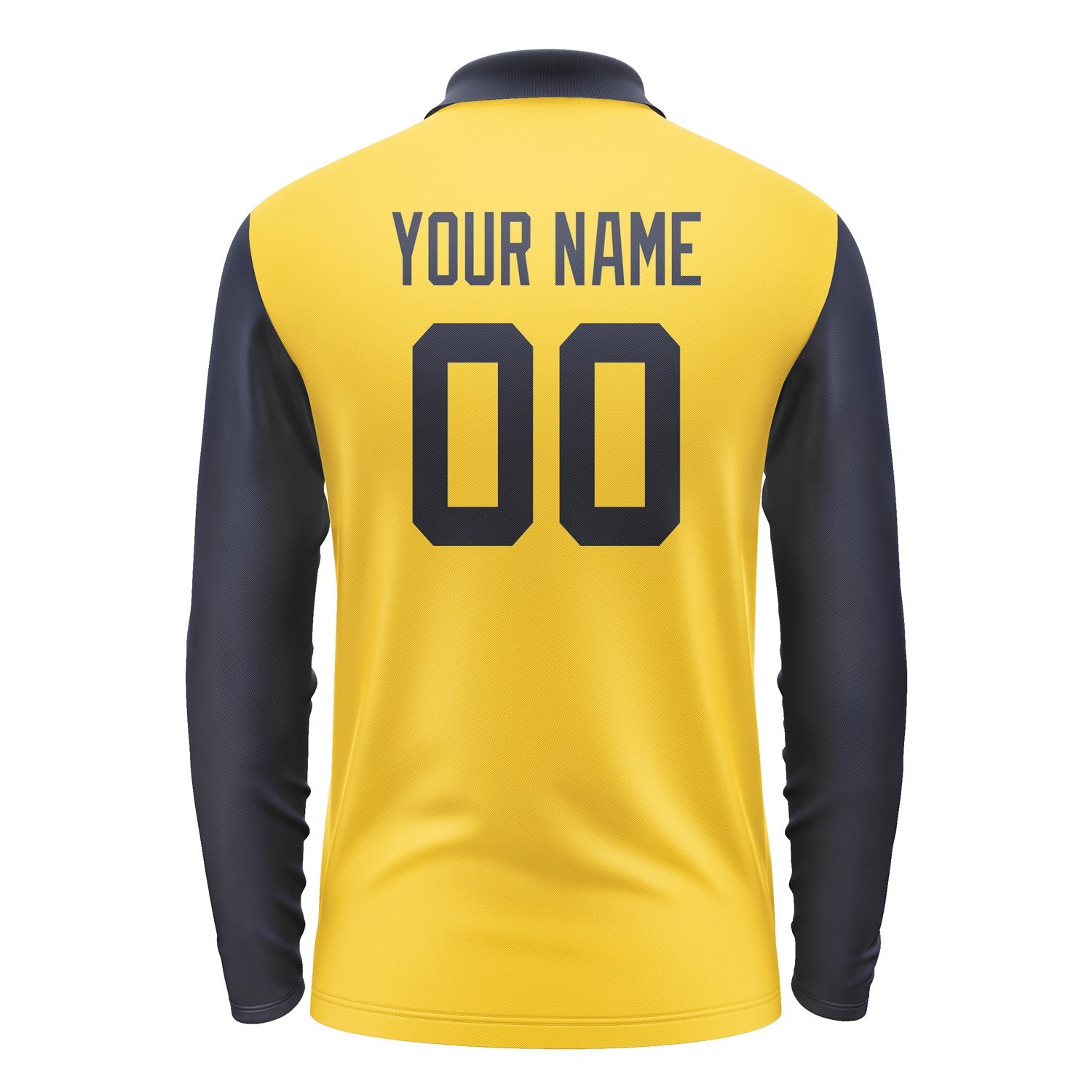 Custom Gold Navy Long Sleeve Polo Shirt Pl301111B111