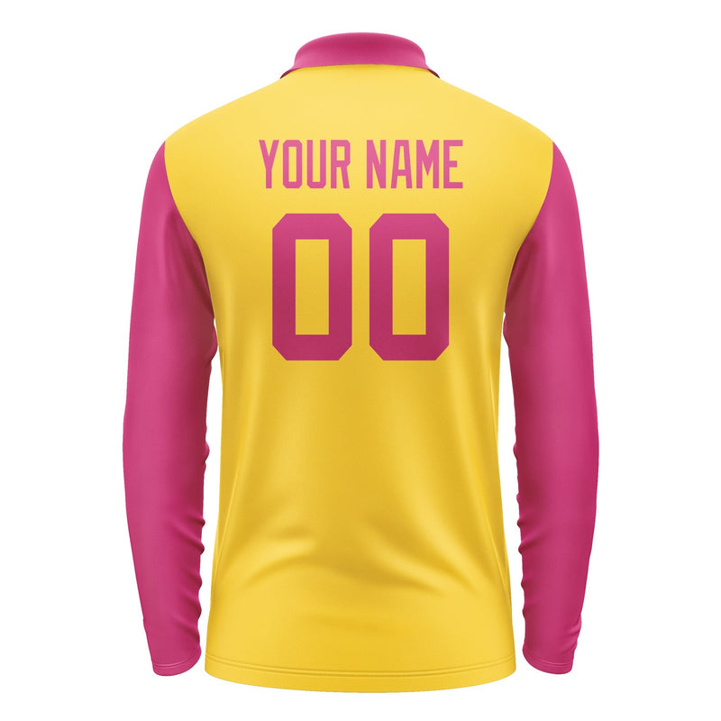 Custom Gold Pink Long Sleeve Polo Shirt Pl301313B113