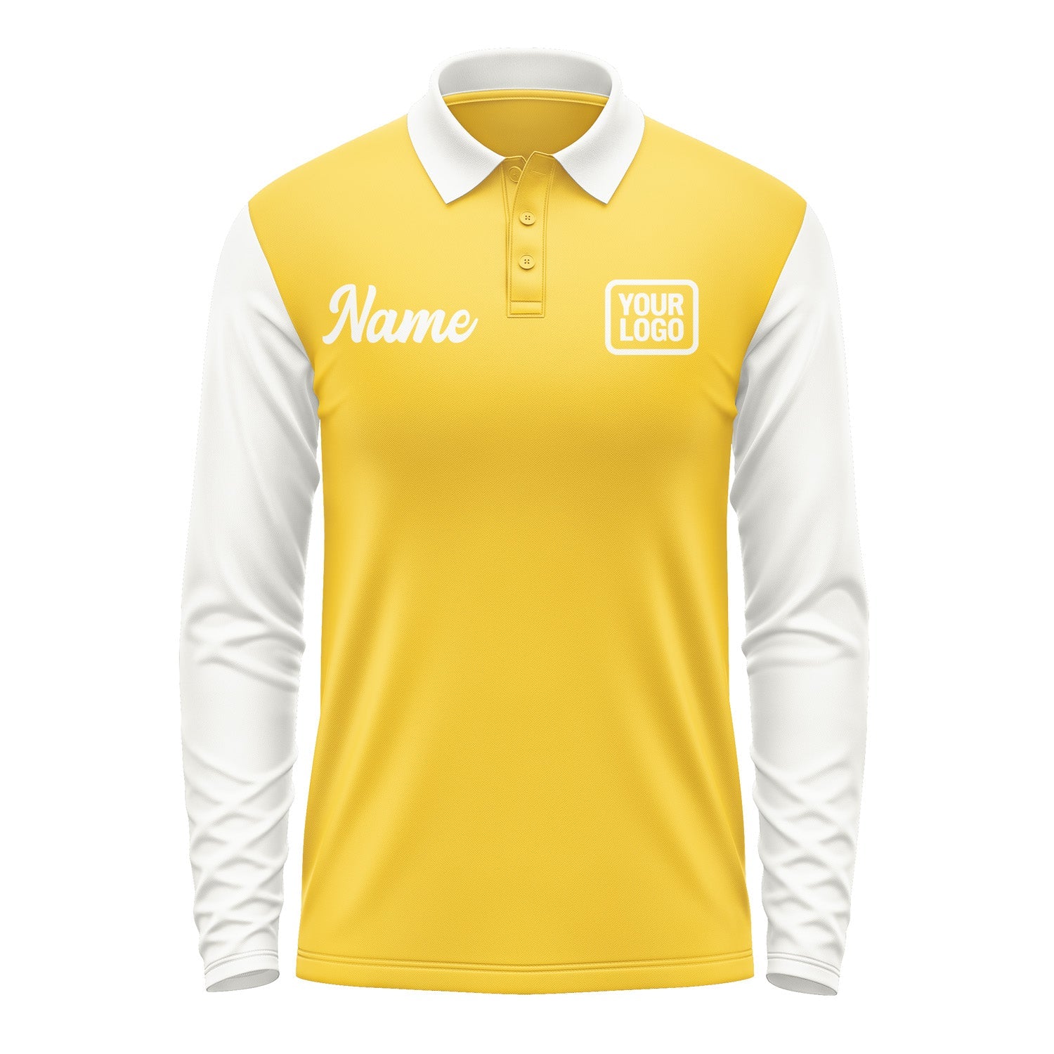 Custom Gold White Long Sleeve Polo Shirt Pl301818B118