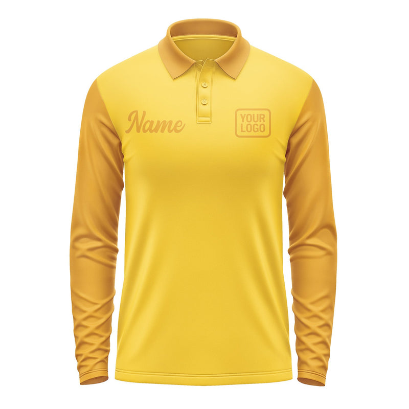Custom Gold Yellow Long Sleeve Polo Shirt Pl301919B119