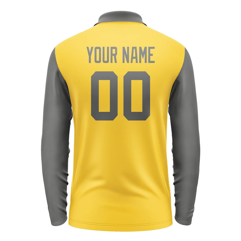 Custom Gold Dark Grey Long Sleeve Polo Shirt Pl302020B120