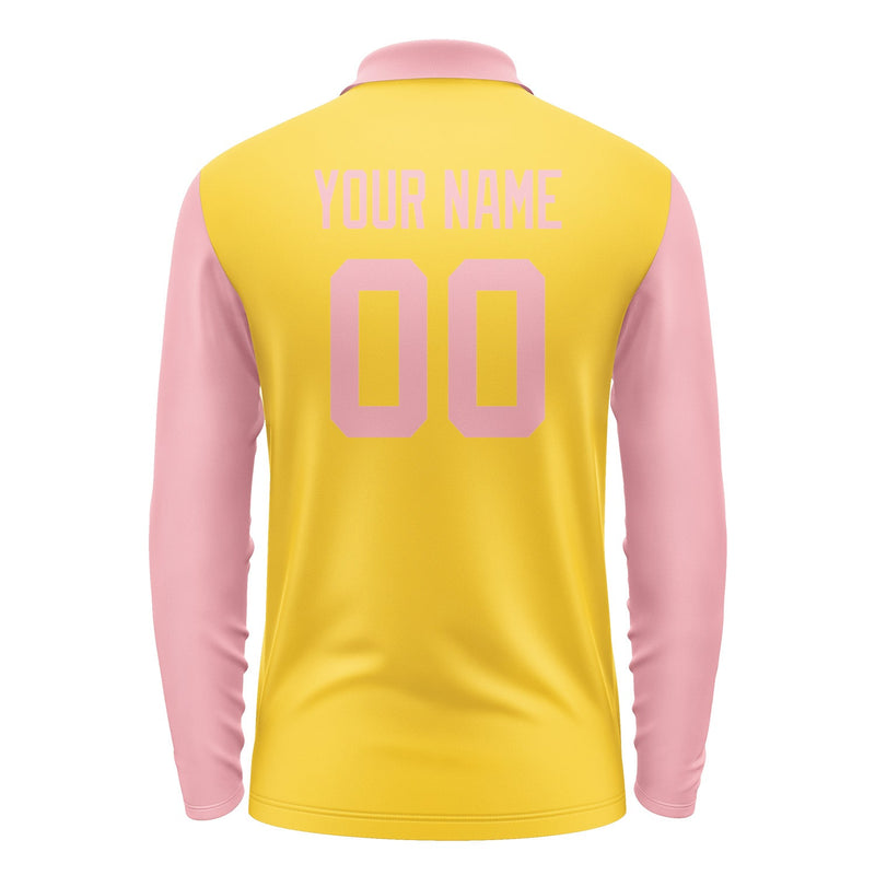 Custom Gold Light Pink Long Sleeve Polo Shirt Pl302121B121