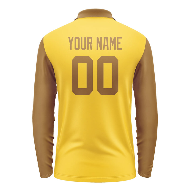 Custom Gold Khaki Long Sleeve Polo Shirt Pl302222B122