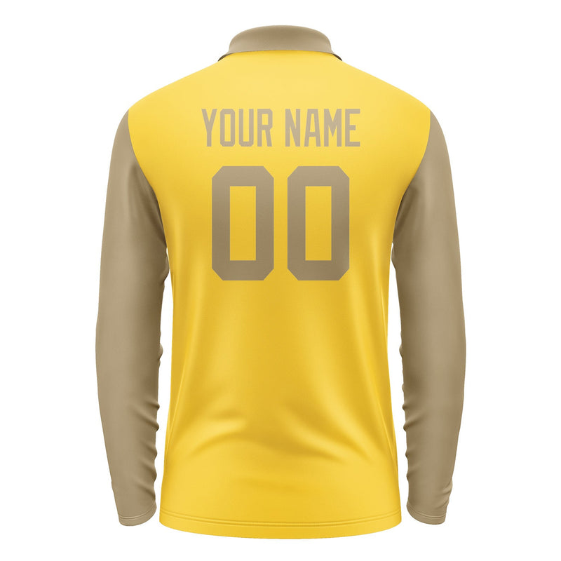 Custom Gold Light Khaki Long Sleeve Polo Shirt Pl302525B125