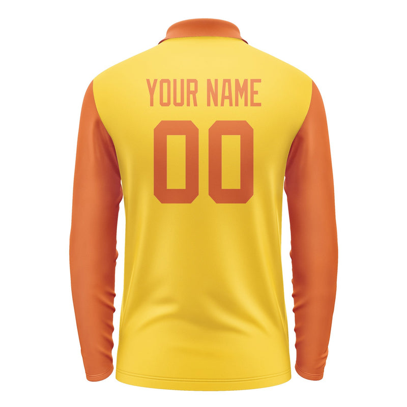 Custom Gold Orange Long Sleeve Polo Shirt Pl302828B128
