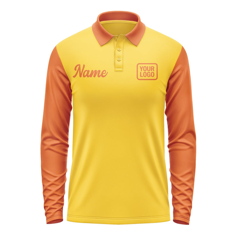 Custom Gold Orange Long Sleeve Polo Shirt Pl302828B128